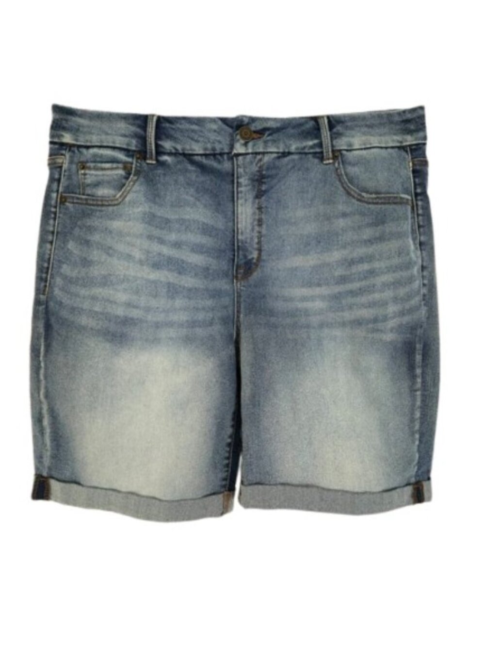 Terra & Sky Stretch Denim Shorts Rolled Cuff 18W